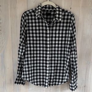 Ann Taylor Gingham Cotton Button Down Shirt Size S